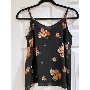 Black Floral Cami Top - S